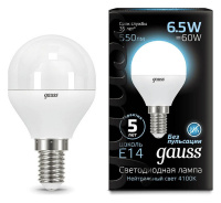 Лампа светодиодная Gauss LED Globe E14 6.5Вт 4100K 105101207