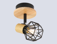 Настенно-потолочный спот в стиле лофт BK/WD черный/дерево IP20 E27 D115*175 (Ambrella Light, TR8751)