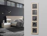 Комплект механизма 2-клавишного перекрестного выключателя 10A-250V ALFA Антрацит серый QUANT (AP6530, VM125) (Ambrella Volt, MA653030)